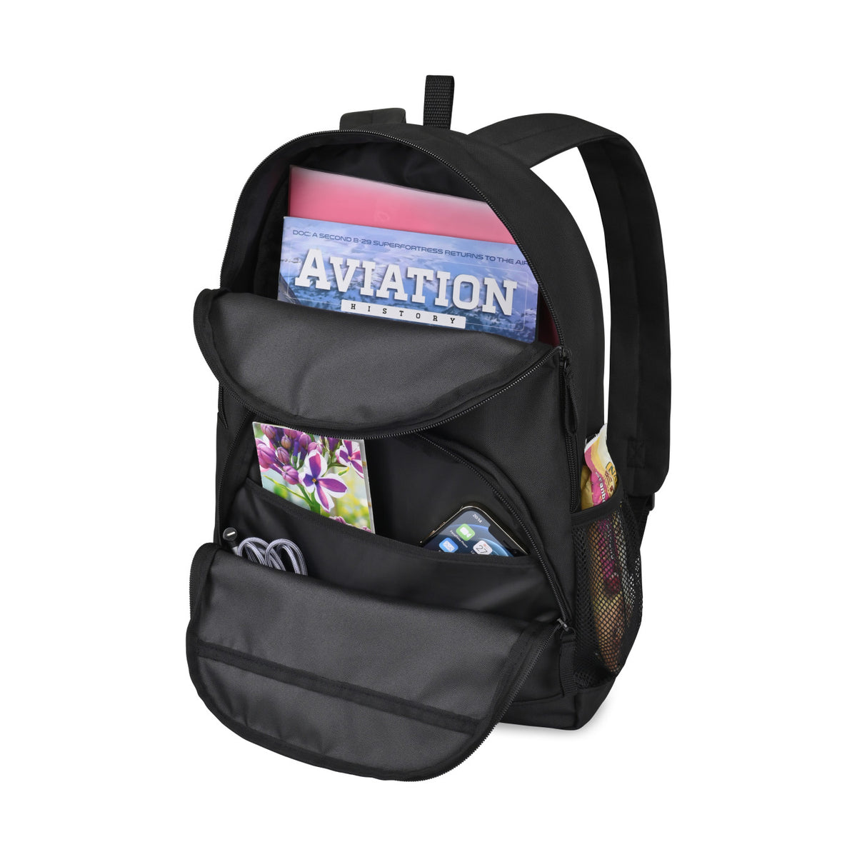 Repeat Recycled Backpack with Trolley Strap - Medium Grey - View 6