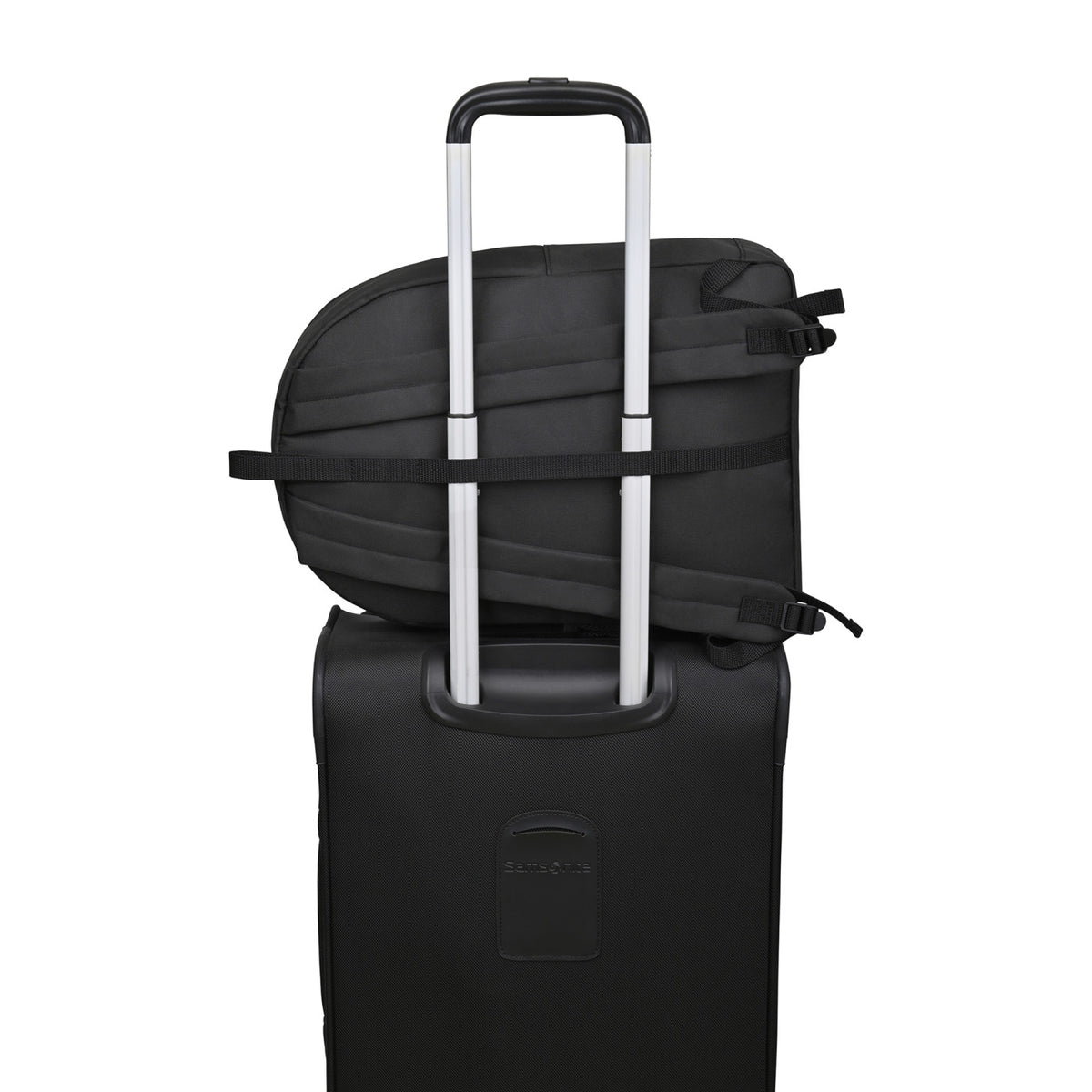 Repeat Recycled Backpack with Trolley Strap Transfer - Black - View 5