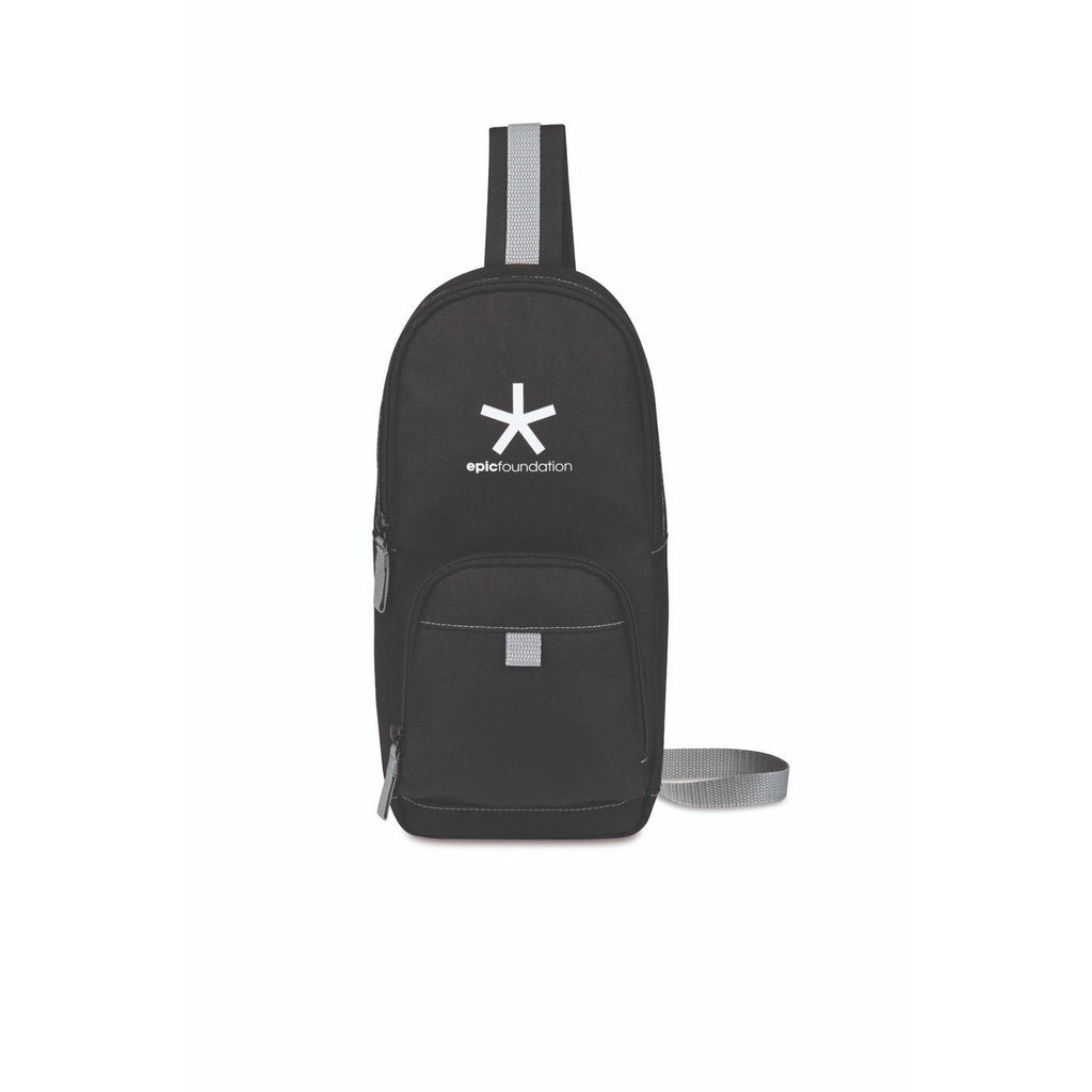Repeat Recycled Sling Bag with Grab Handle Embroidery - Medium Grey - View 1