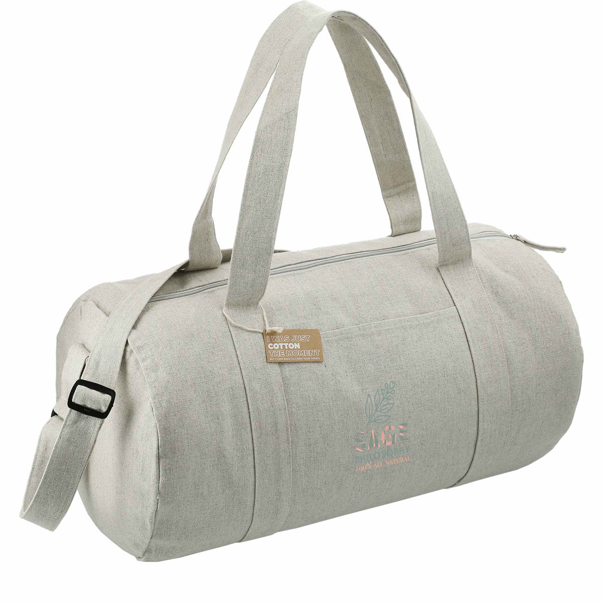 Repose Barrel Duffel Bag in 10 oz Recycled Cotton - Gray - Right Angle
