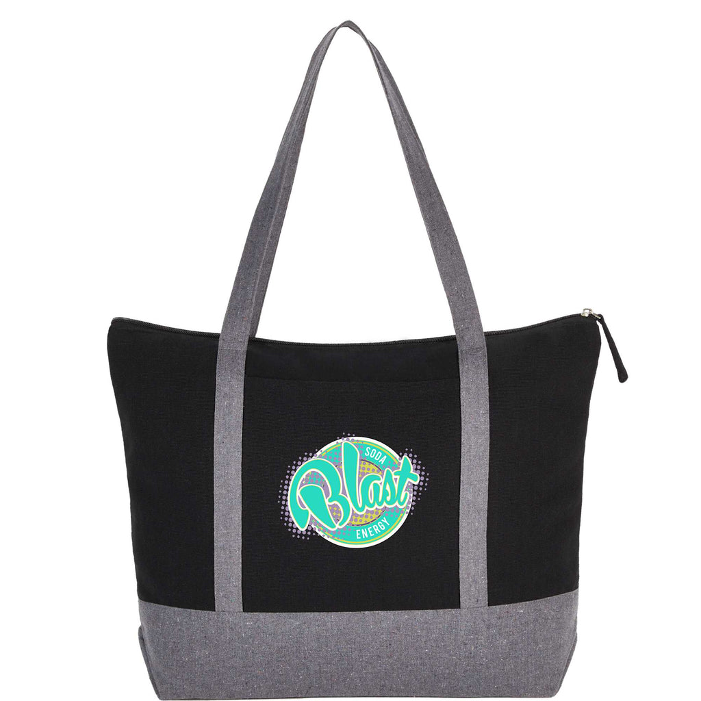 Repose Color Block Zippered Tote, 10 oz - Black - Front