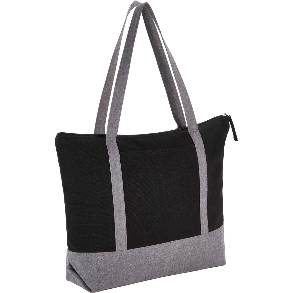 Repose Color Block Zippered Tote, 10 oz - Black - Right Angle 2