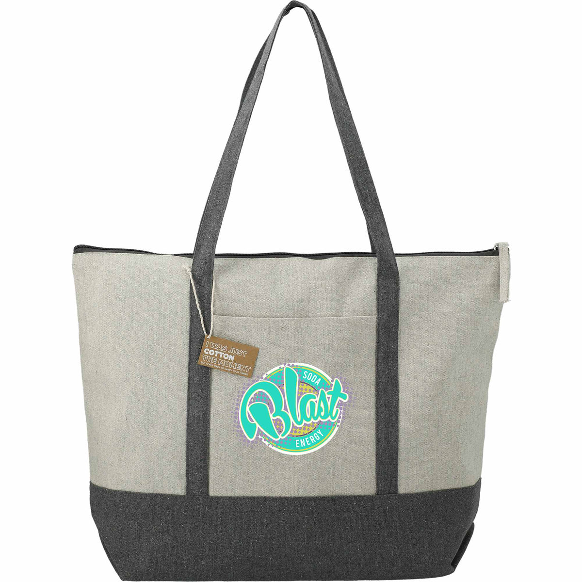 Repose Color Block Zippered Tote, 10 oz - Gray - Front