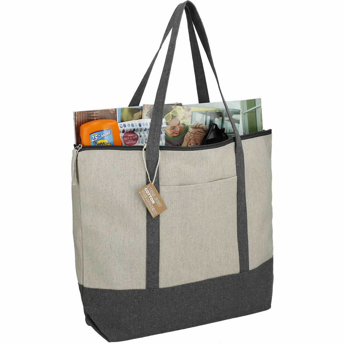 Repose Color Block Zippered Tote, 10 oz - Gray - Right Angle 4