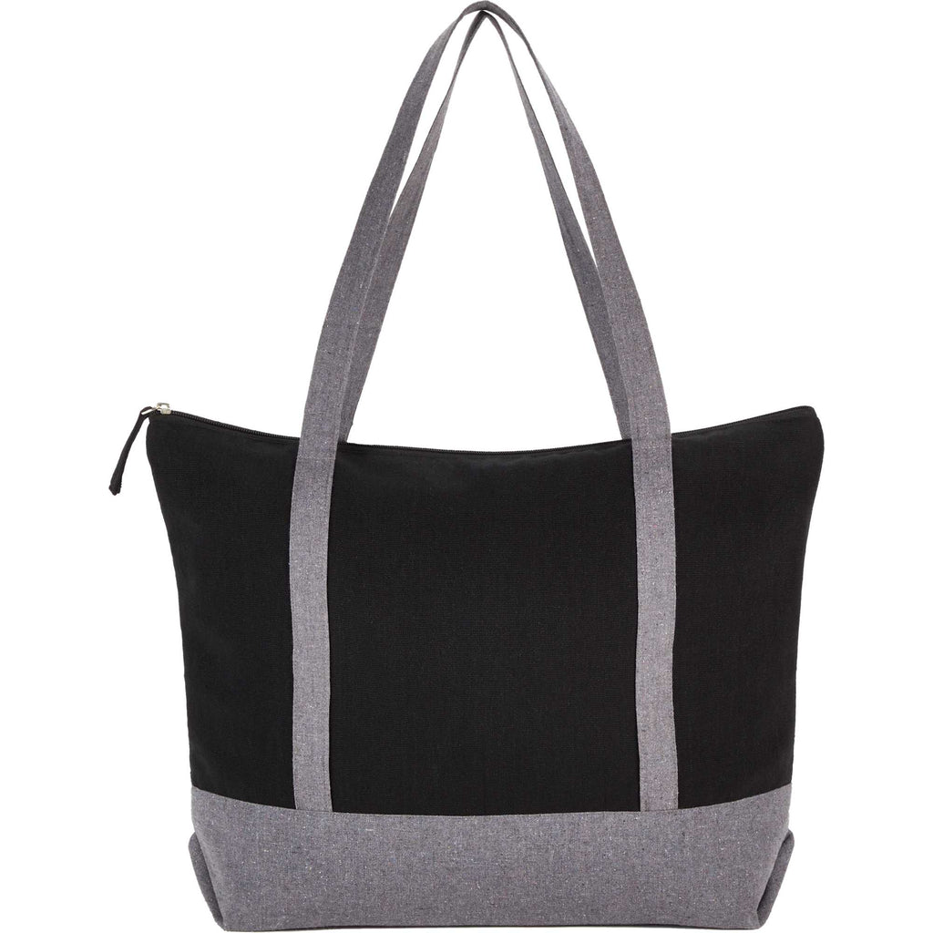 Repose Color Block Zippered Tote, 10 oz Transfer - Black - Back
