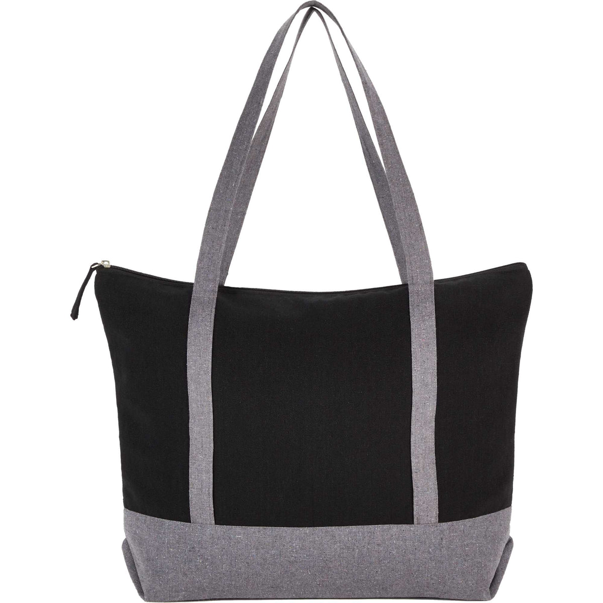 Repose Color Block Zippered Tote, 10 oz Transfer - Black - Back