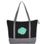 Repose Color Block Zippered Tote, 10 oz Transfer - Black - Front