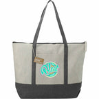 Repose Color Block Zippered Tote, 10 oz Transfer - Gray - Front