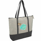 Repose Color Block Zippered Tote, 10 oz Transfer - Gray - Right Angle