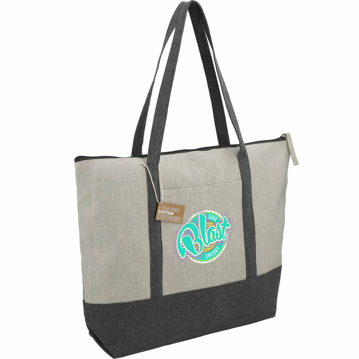 Repose Color Block Zippered Tote, 10 oz Transfer - Gray - Right Angle
