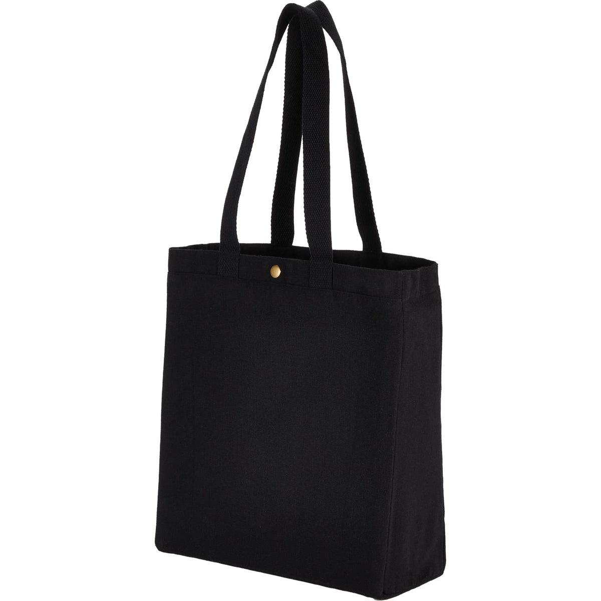 Repose Recycled Box Tote with Snap, 10 oz - Black - Left Angle