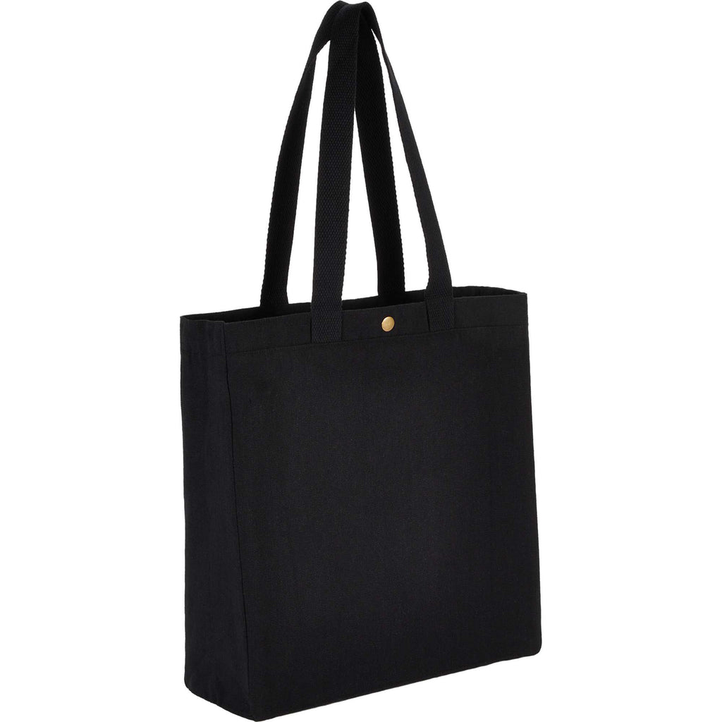 Repose Recycled Box Tote with Snap, 10 oz - Black - Right Angle 2