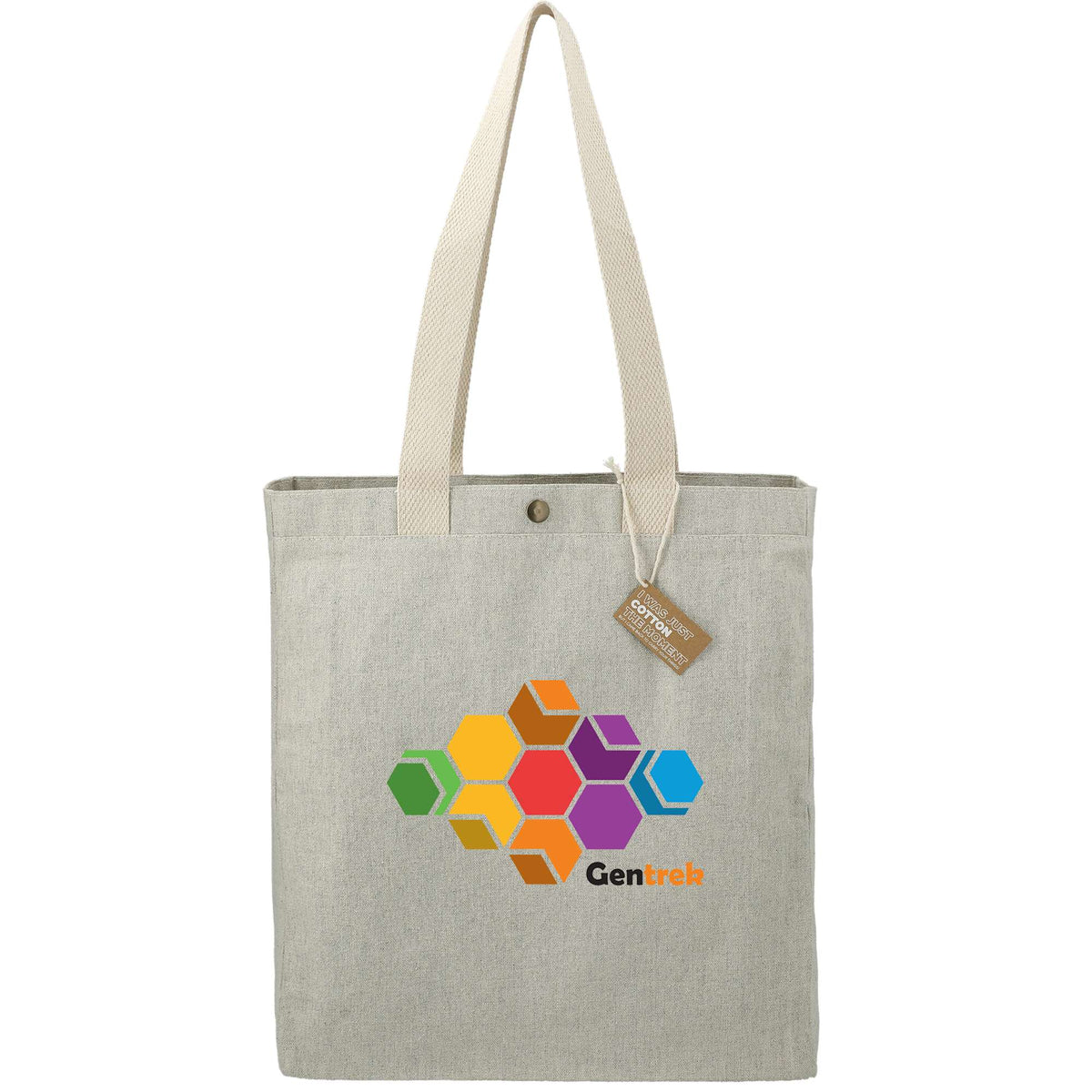 Repose Recycled Box Tote with Snap, 10 oz - Gray - Front 2
