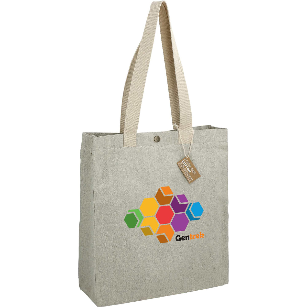 Repose Recycled Box Tote with Snap, 10 oz - Gray - Right Angle