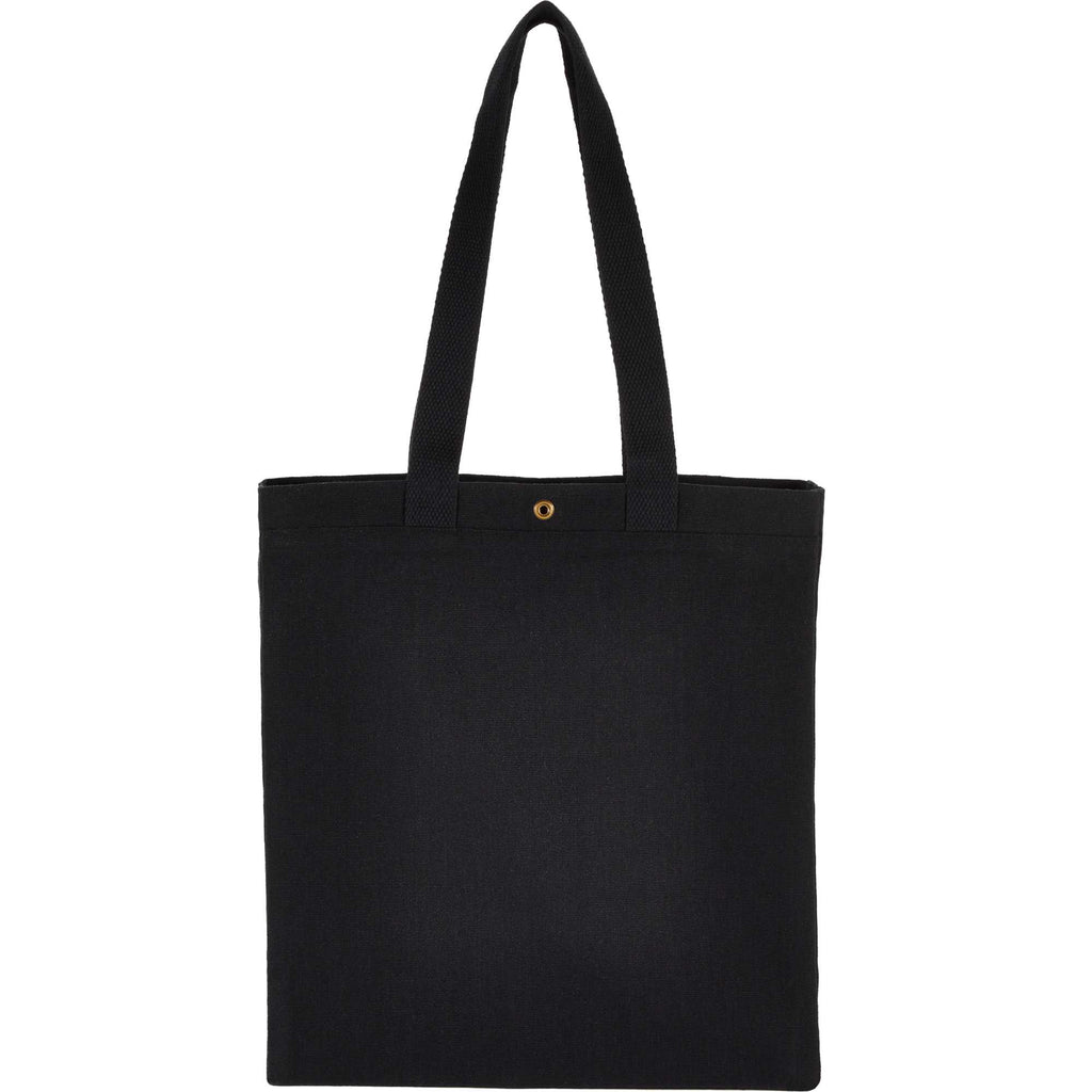 Repose Recycled Box Tote with Snap, 10 oz Transfer - Black - Back