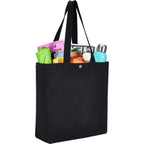 Repose Recycled Box Tote with Snap, 10 oz Transfer - Black - Right Angle