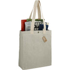 Repose Recycled Box Tote with Snap, 10 oz Transfer - Gray - Right Angle 4