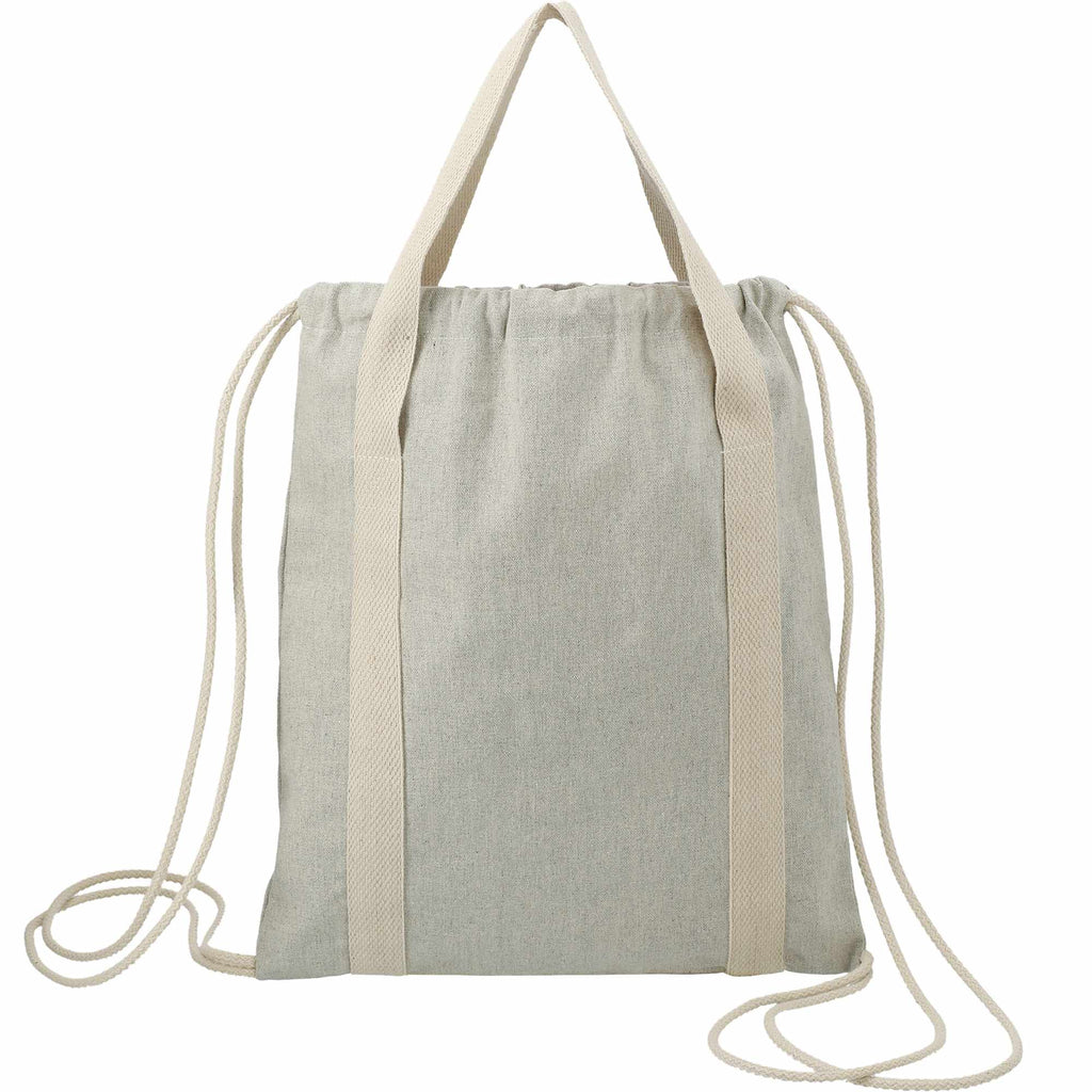 Repose Recycled Cotton Drawstring Tote, 5 oz Embroidery - Natural - Back