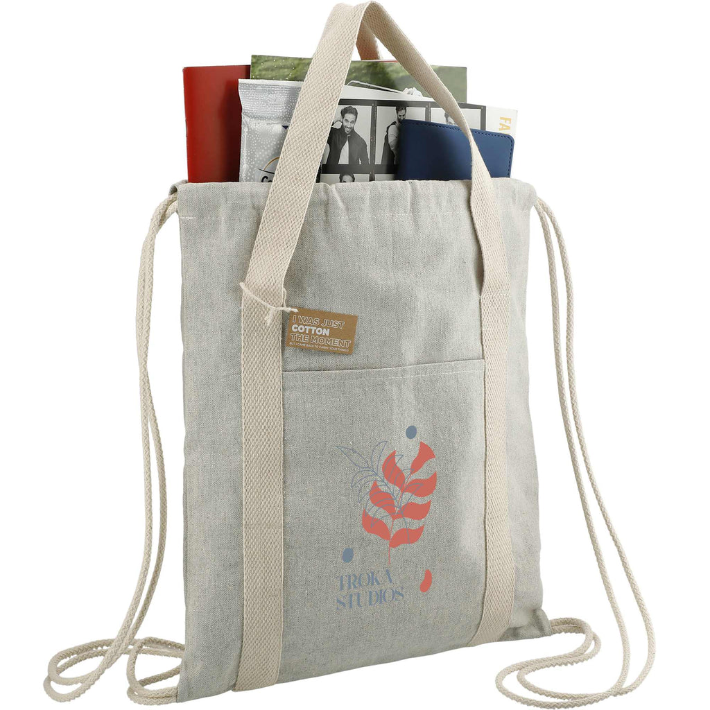 Repose Recycled Cotton Drawstring Tote, 5 oz - Natural - Right Angle 2