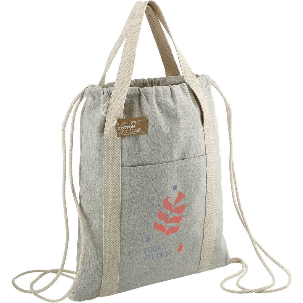 Repose Recycled Cotton Drawstring Tote, 5 oz - Natural - Right Angle