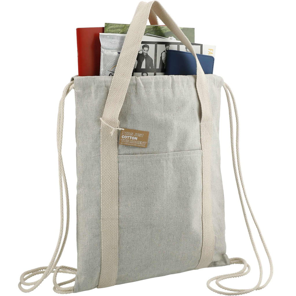 Repose Recycled Cotton Drawstring Tote, 5 oz Transfer - Natural - Right Angle 4