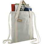 Repose Recycled Cotton Drawstring Tote, 5 oz Transfer - Natural - Right Angle 4