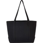 Repose Recycled Cotton Tote with Slash Pocket, 10 oz Embroidery - Black - Back