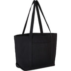 Repose Recycled Cotton Tote with Slash Pocket, 10 oz Embroidery - Black - Right Angle 2