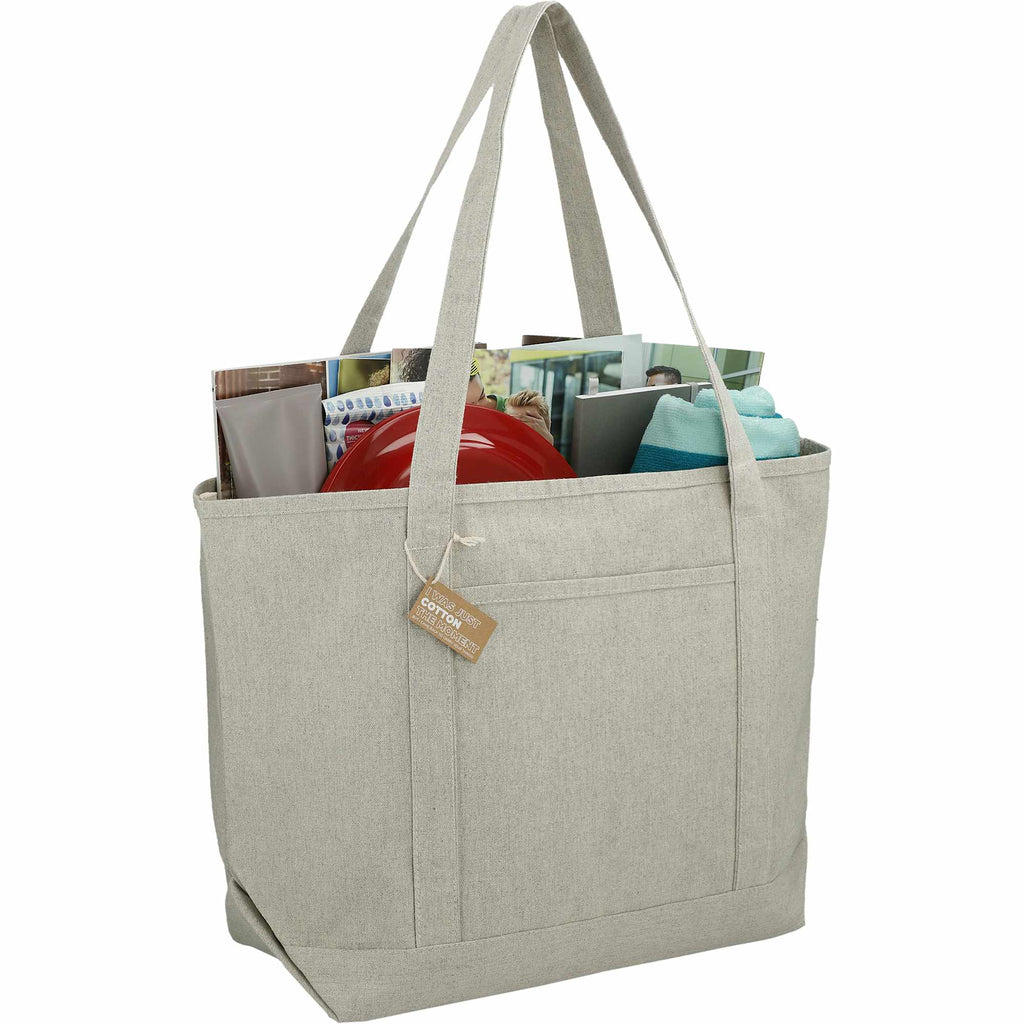Repose Recycled Cotton Tote with Slash Pocket, 10 oz Embroidery - Gray - Right Angle 4