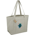 Repose Recycled Cotton Tote with Slash Pocket, 10 oz Embroidery - Gray - Right Angle