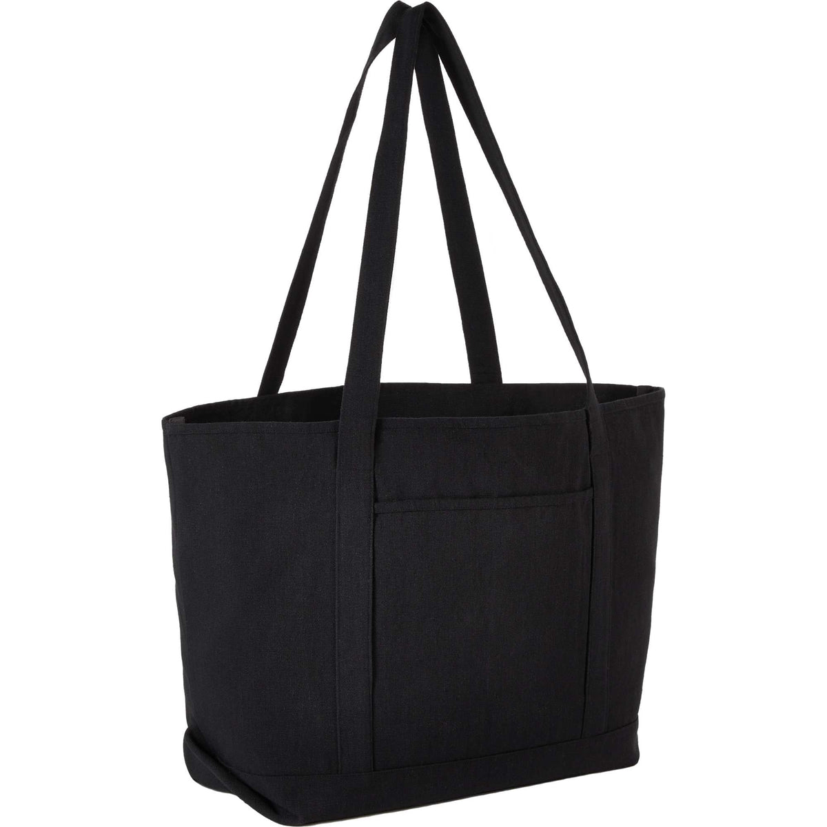 Repose Recycled Cotton Tote with Slash Pocket, 10 oz Transfer - Black - Right Angle 2