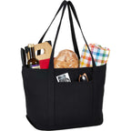Repose Recycled Cotton Tote with Slash Pocket, 10 oz Transfer - Black - Right Angle