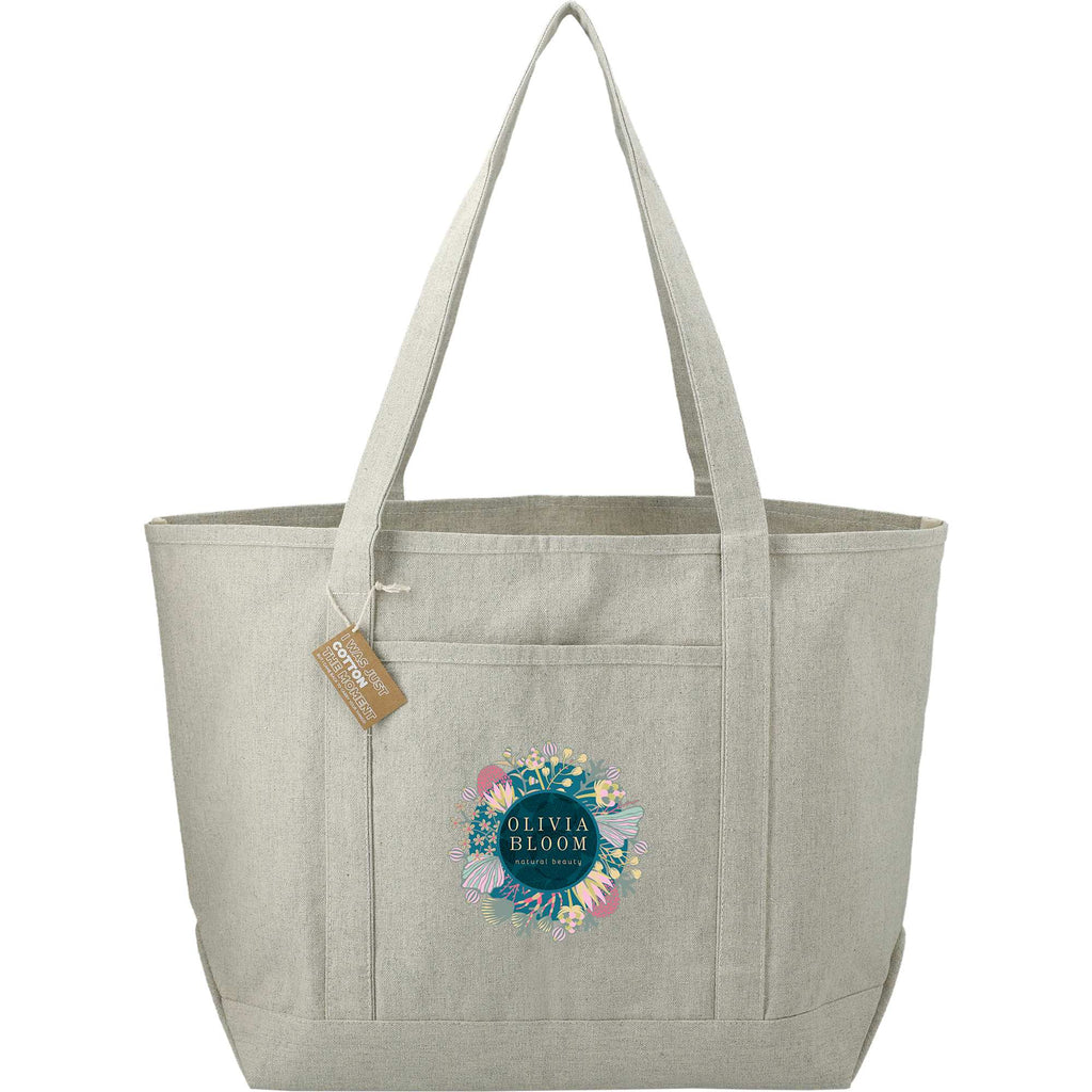 Repose Recycled Cotton Tote with Slash Pocket, 10 oz Transfer - Gray - Front