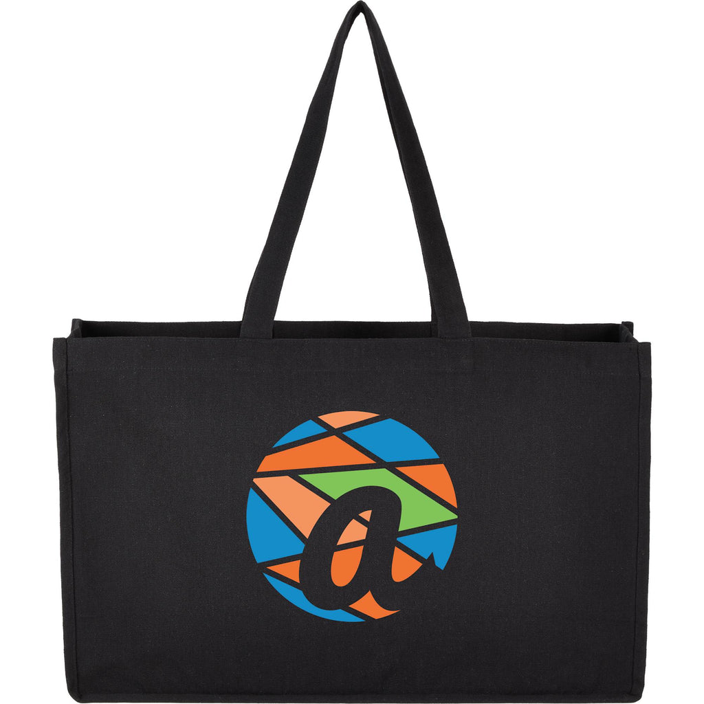 Repose Wide Recycled Shoulder Tote, 10 oz - Black - Front
