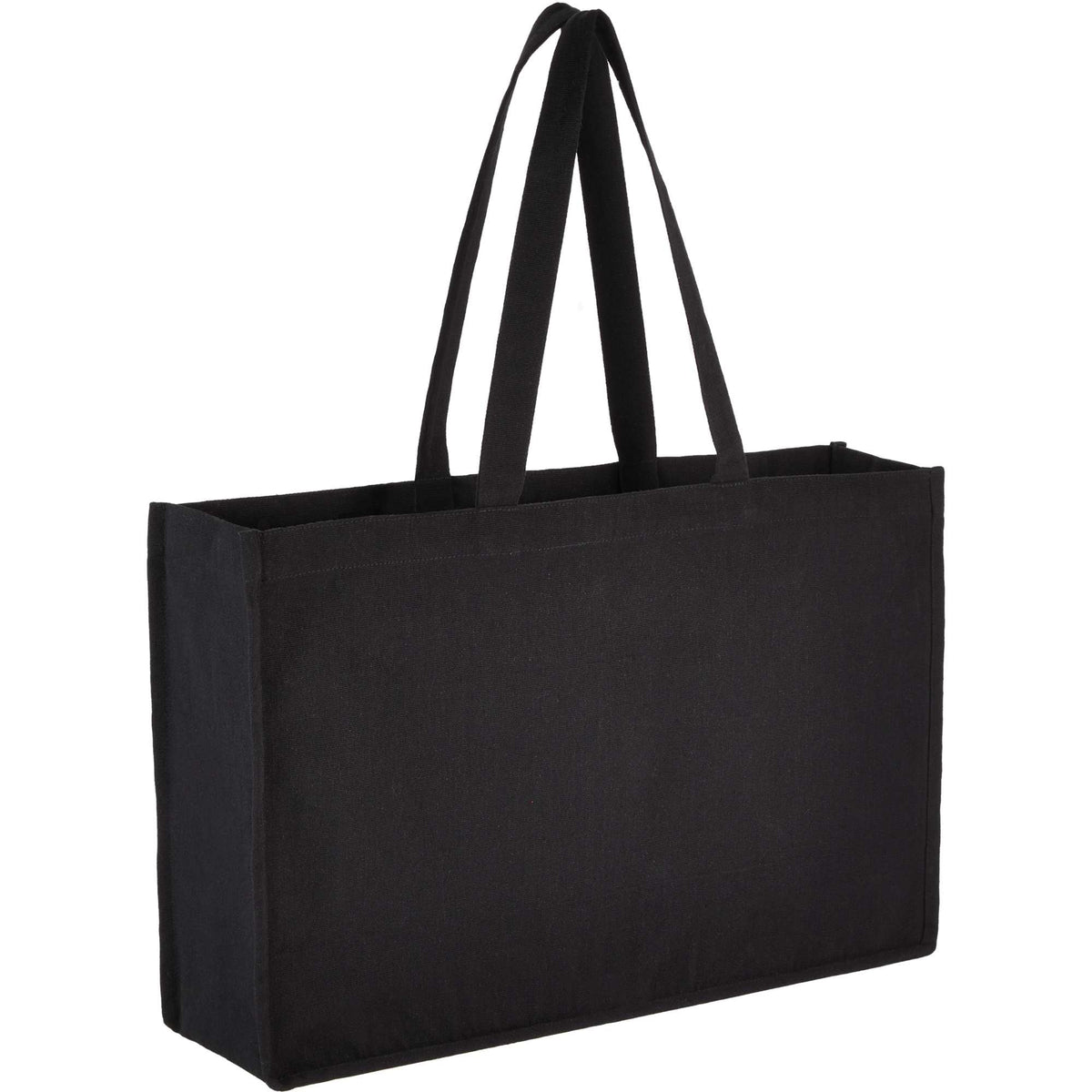 Repose Wide Recycled Shoulder Tote, 10 oz - Black - Right Angle 2