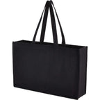 Repose Wide Recycled Shoulder Tote, 10 oz Embroidery - Black - Left Angle