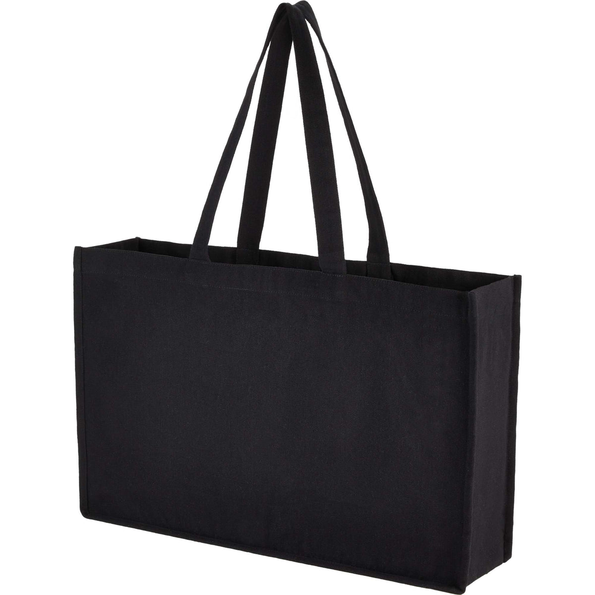 Repose Wide Recycled Shoulder Tote, 10 oz Embroidery - Black - Left Angle