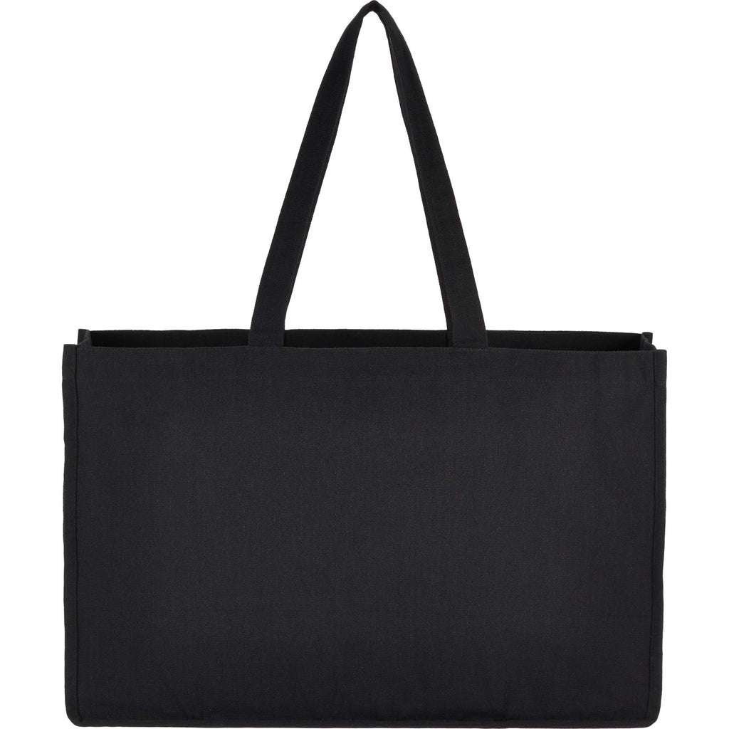 Repose Wide Recycled Shoulder Tote, 10 oz Transfer - Black - Back