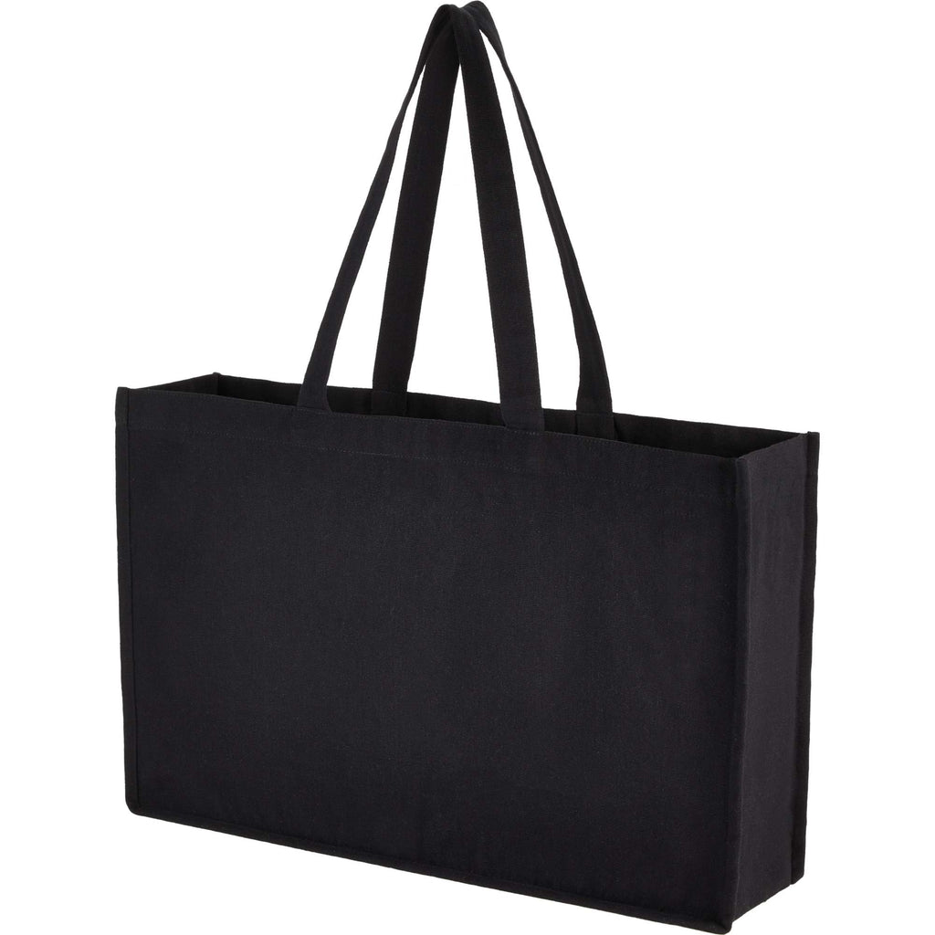 Repose Wide Recycled Shoulder Tote, 10 oz Transfer - Black - Left Angle
