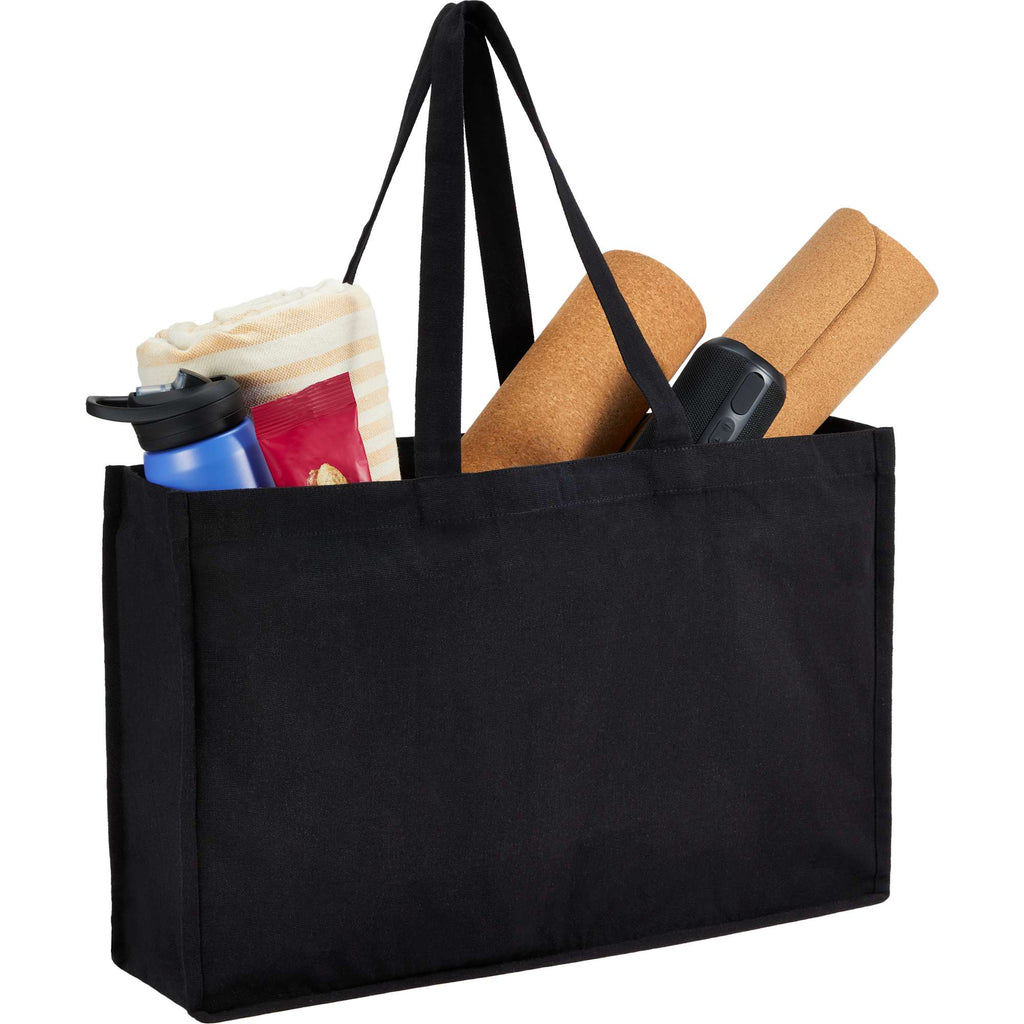 Repose Wide Recycled Shoulder Tote, 10 oz Transfer - Black - Right Angle