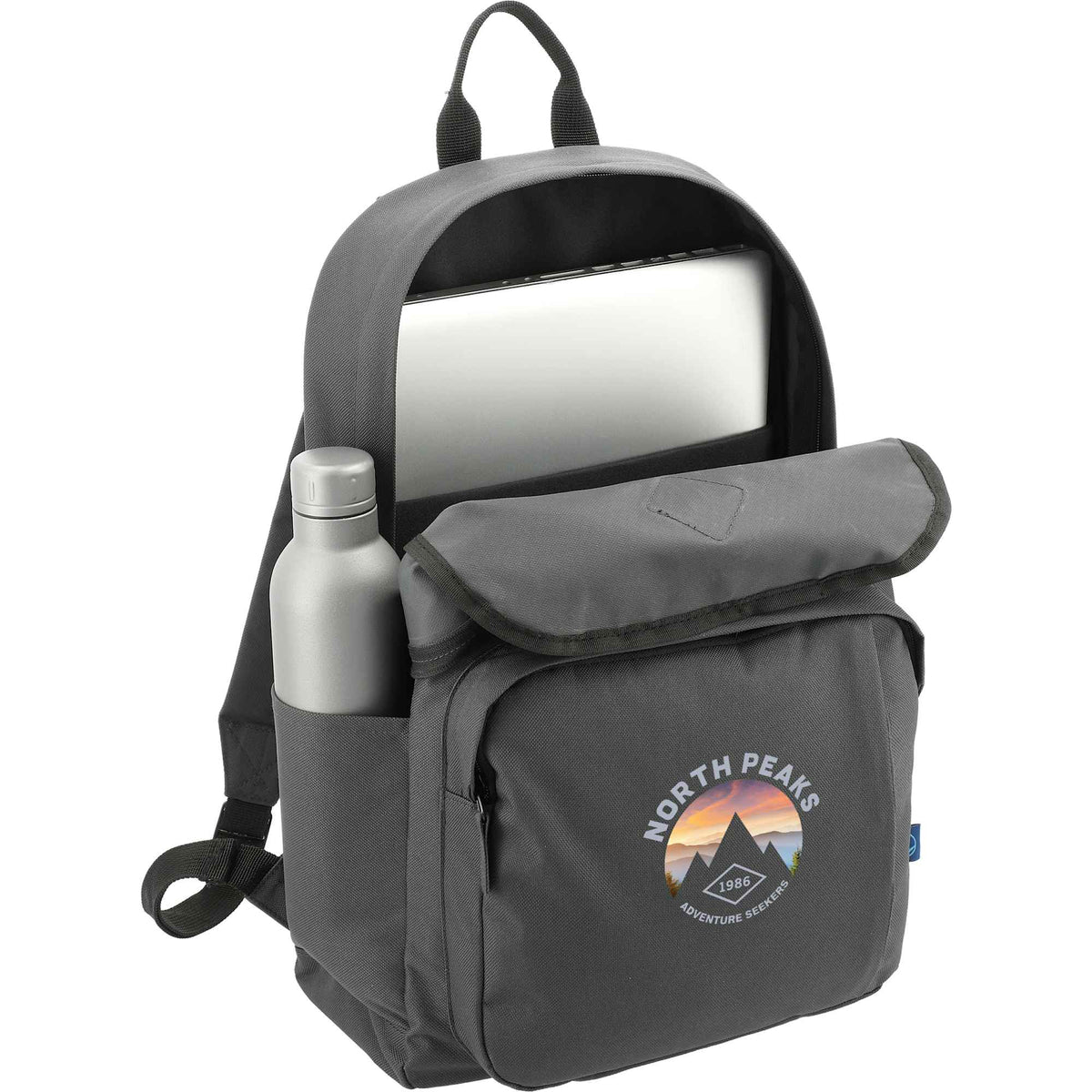 Repreve Ocean Everyday Laptop Backpack, 15 Inch - Charcoal - Right Angle 2