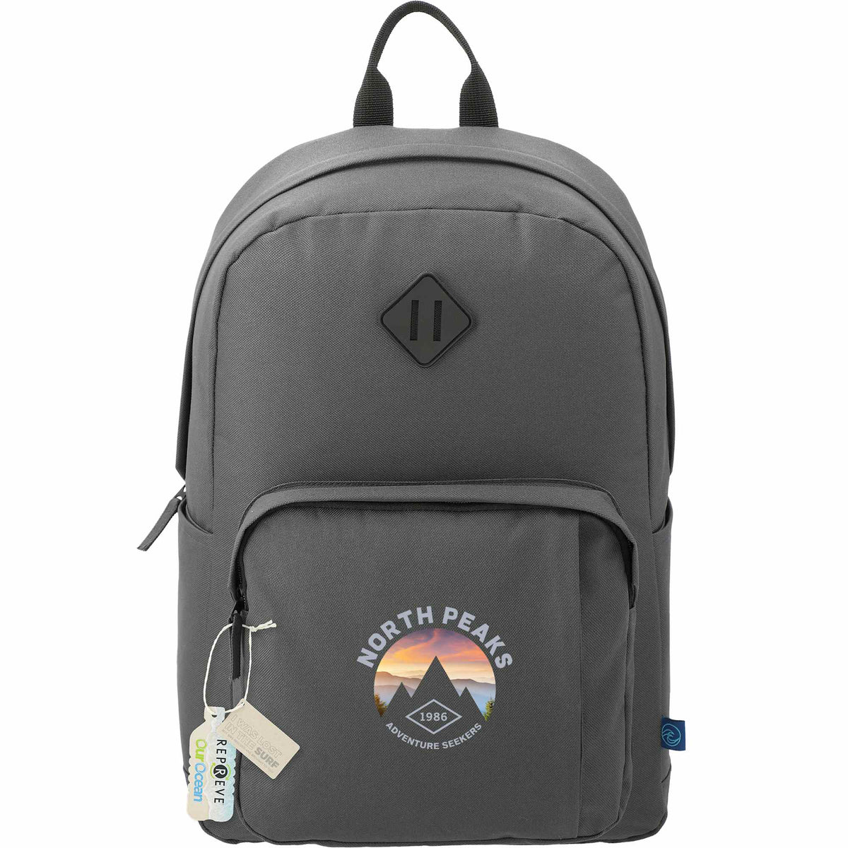 Repreve Ocean Everyday Laptop Backpack, 15 Inch Transfer - Charcoal - Front