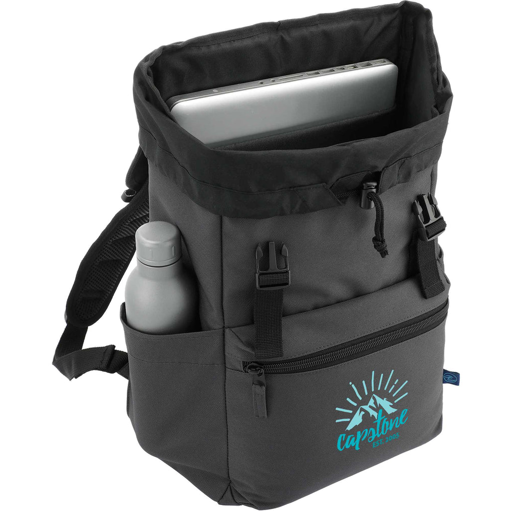 Repreve Ocean Rucksack with Cinch Closure, 15 Inch - Charcoal - Right Angle 3