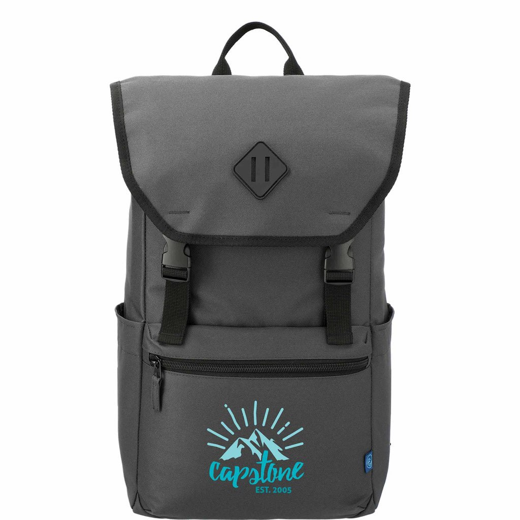 Repreve Ocean Rucksack with Cinch Closure, 15 Inch Transfer - Charcoal - Front