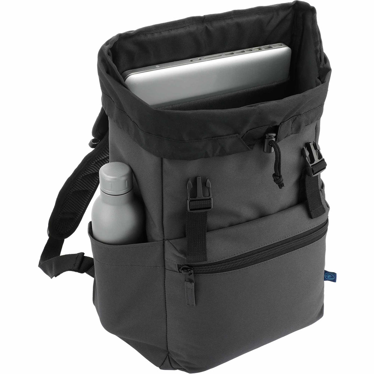 Repreve Ocean Rucksack with Cinch Closure, 15 Inch Transfer - Charcoal - Right Angle 6