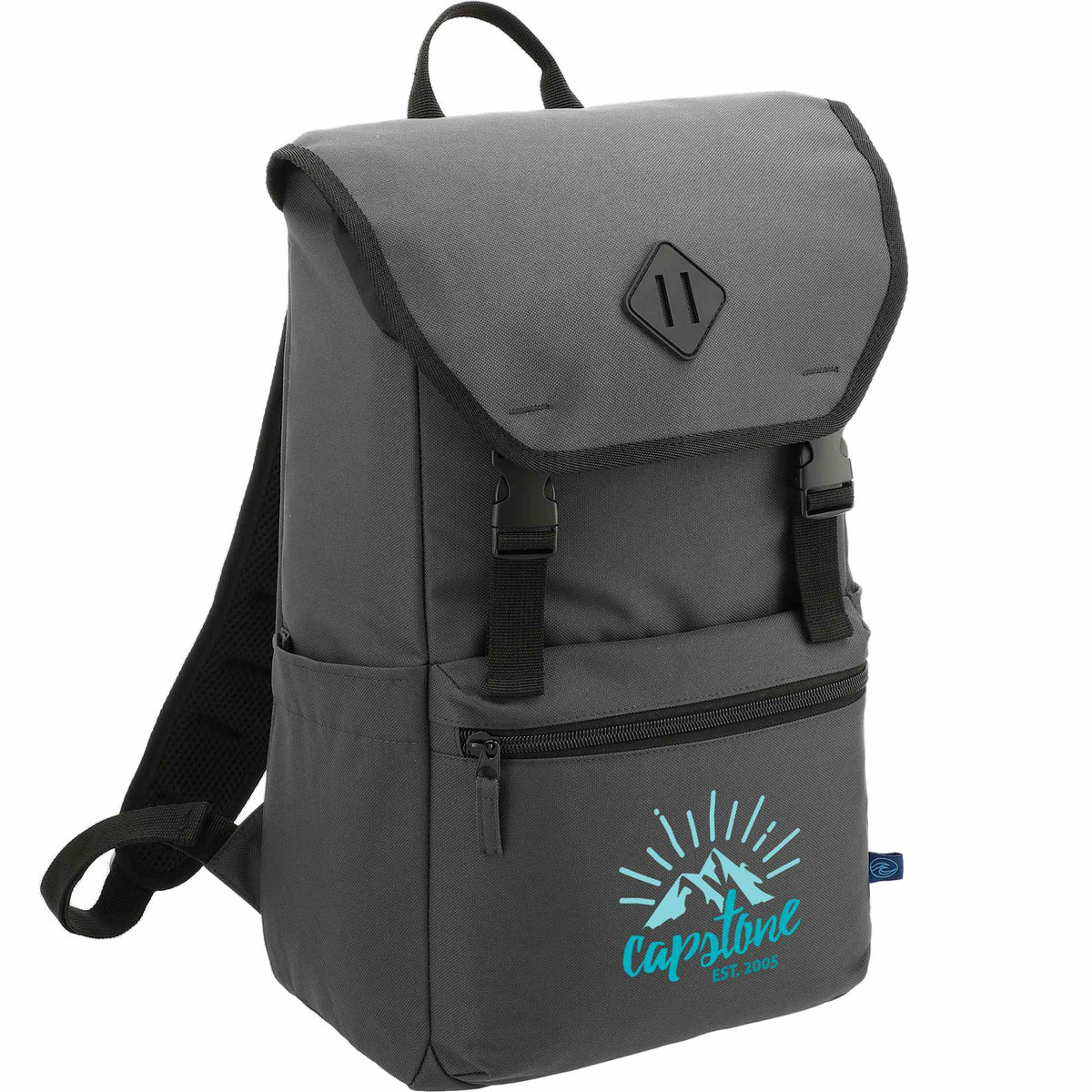 Repreve Ocean Rucksack with Cinch Closure, 15 Inch Transfer - Charcoal - Right Angle