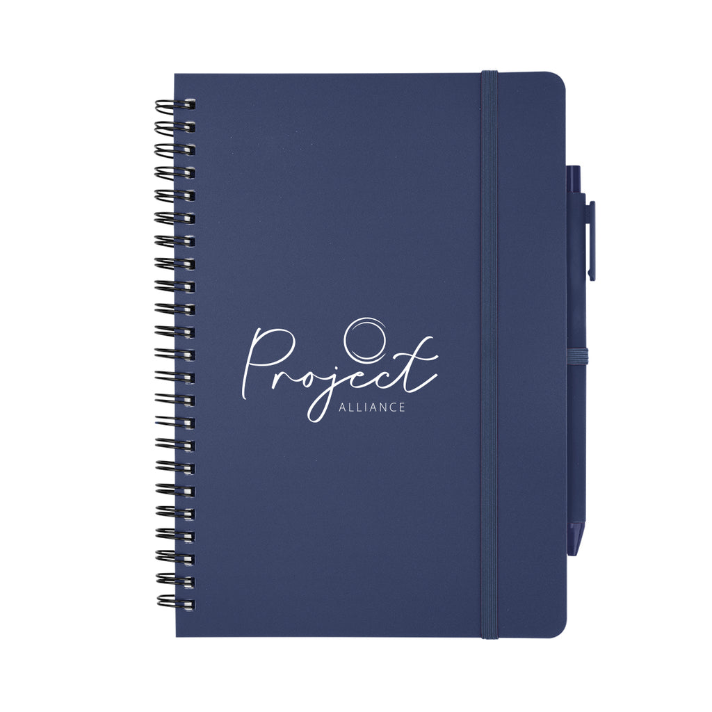 REPREVE Spiral Notebook and Pen, Recycled - Navy - Silk Screen