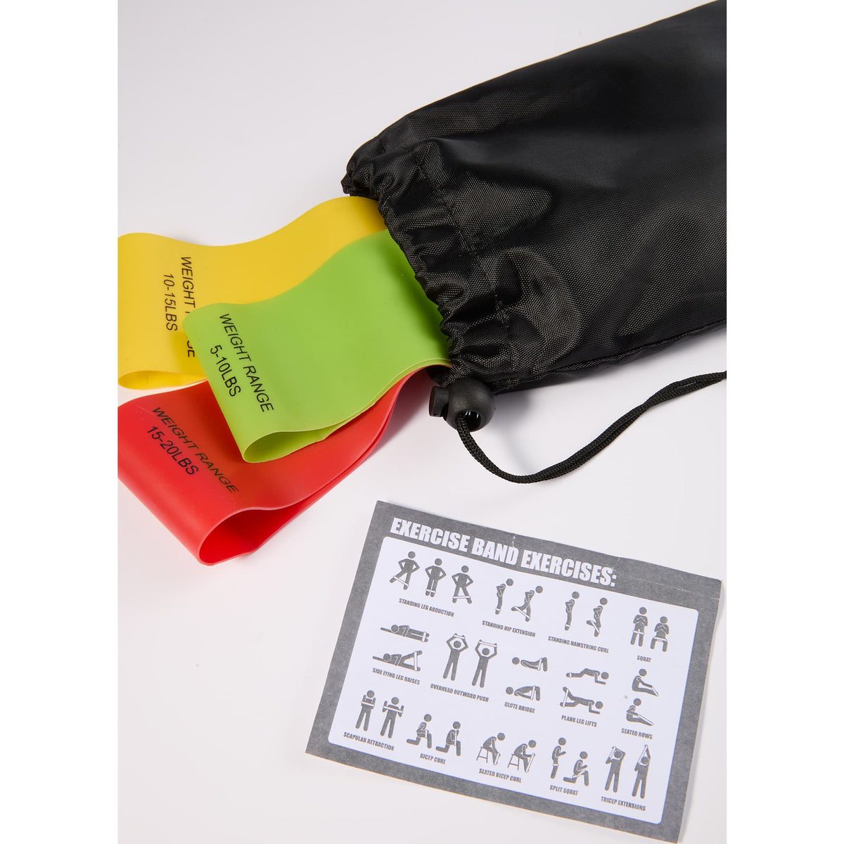 Resistance Loop Band Set with Pouch, 3 Pieces - Black - Components 4