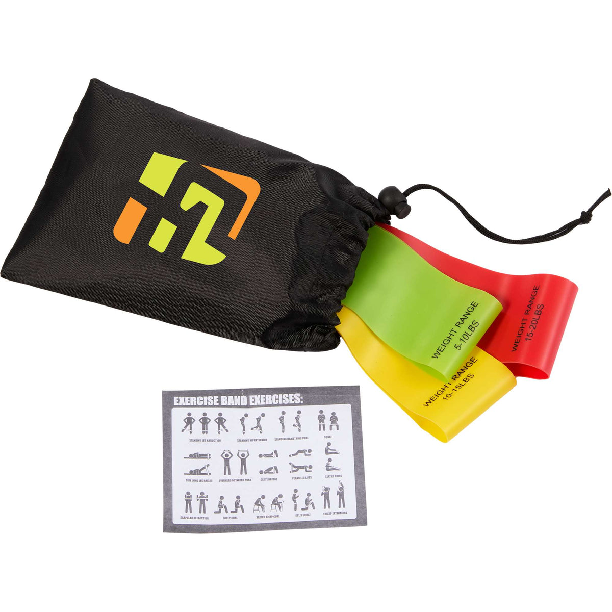 Resistance Loop Band Set with Pouch, 3 Pieces - Black - Components