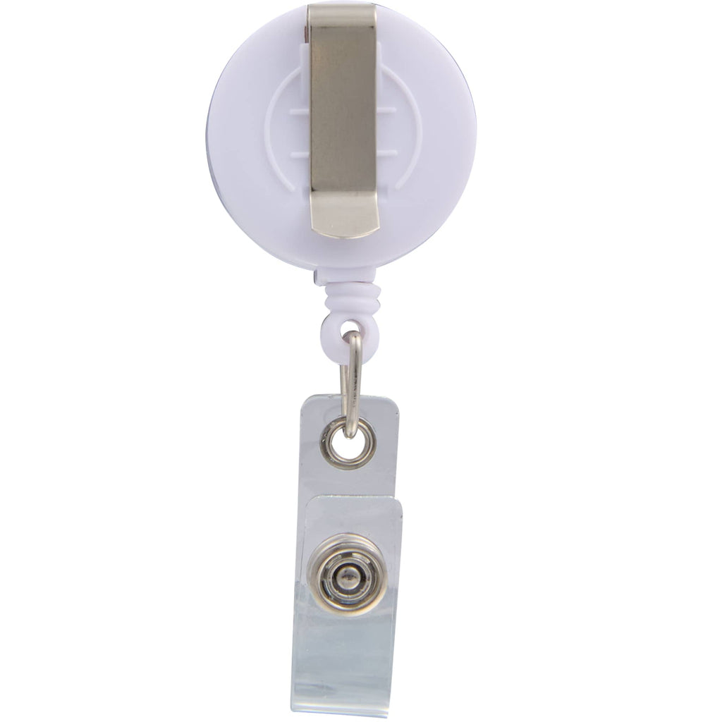 Retractable Badge Reel with Bamboo Face Full Color - Natural/White - Back